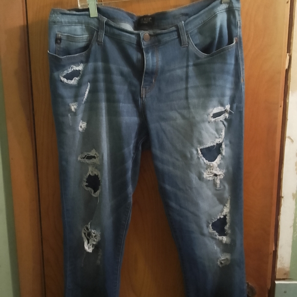 Trendy Distressed Blue Skinny Jeans Judy Blue Los Angeles Size 2XL X 29" Inseam - Picture 5 of 16